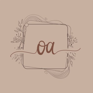 El Çizimi Çiçeği, Düğün Yazı Tipi Logosu ve Şirket Kimliği ile OA Baş Logosu.