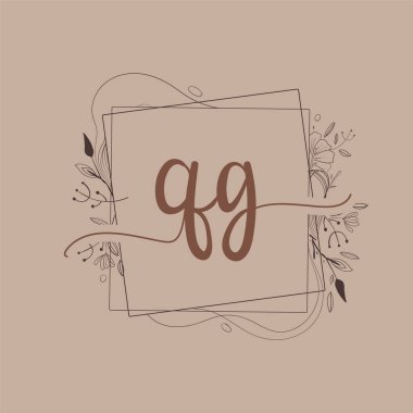 El Çizimi Çiçeği, Düğün Yazı Tipi Logosu ve Şirket Kimliği ile QG İlk Logosu.