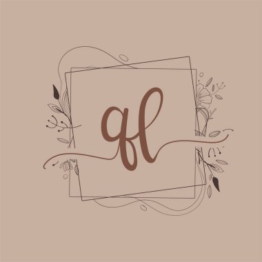 El Çizimi Çiçeği, Düğün Yazı Tipi Logosu ve Şirket Kimliği ile QL Baş Logosu.