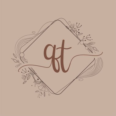 El Çizimi Çiçeği, Düğün Yazı Tipi Logosu ve Şirket Kimliği ile QT İlk Logosu.