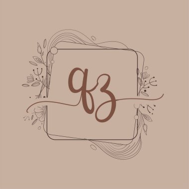 El Çizimi Çiçeği, Düğün Yazı Tipi Logosu ve Şirket Kimliği ile QZ Baş Logosu.