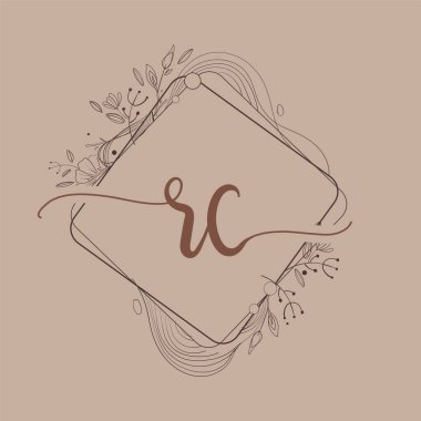 El Çizimi Çiçeği, Düğün Yazı Tipi Logosu ve Şirket Kimliği ile RC İlk Logosu.