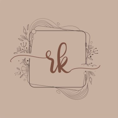 El Çizimi Çiçeği, Düğün Yazı Tipi Logosu ve Şirket Kimliği ile RK İlk Logosu.