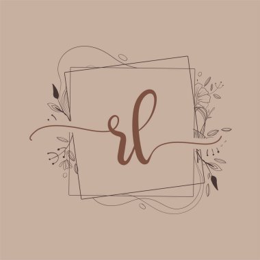 El Çizimi Çiçeği, Düğün Yazı Tipi Logosu ve Şirket Kimliği ile RL İlk Logosu.