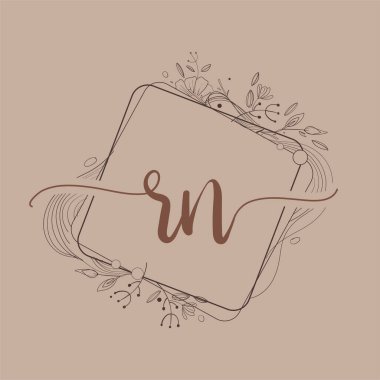 El Çizimi Çiçeği, Düğün Yazı Tipi Logosu ve Şirket Kimliği ile RN İlk Logosu.