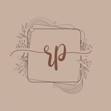 El Çizimi Çiçeği, Düğün Yazı Tipi Logosu ve Şirket Kimliği ile RP İlk Logosu.