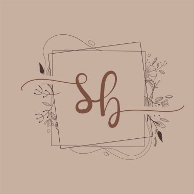 El Çizimi Çiçek, Düğün Yazı Tipi Logosu ve Şirket Kimliği ile SB İlk Logosu.