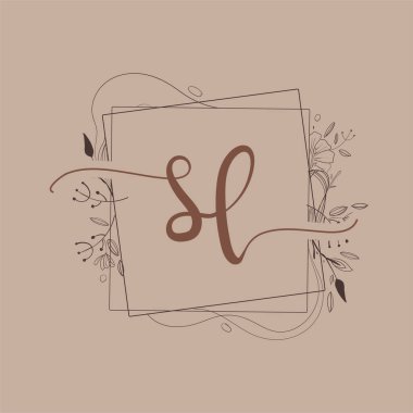 El Çizimi Çiçeği, Düğün Yazı Tipi Logosu ve Şirket Kimliği ile SL İlk Logosu.