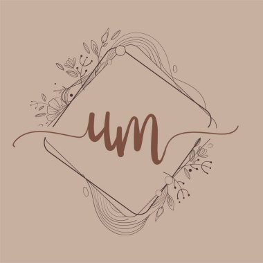 El Çizimi Çiçeği, Düğün Yazı Tipi Logosu ve Şirket Kimliği ile Mektup UM İlk Logosu.