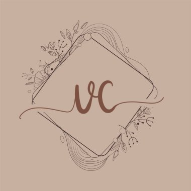 El Çizimi Çiçeği, Düğün Yazı Tipi Logosu ve Şirket Kimliği ile VK İlk Logosu.