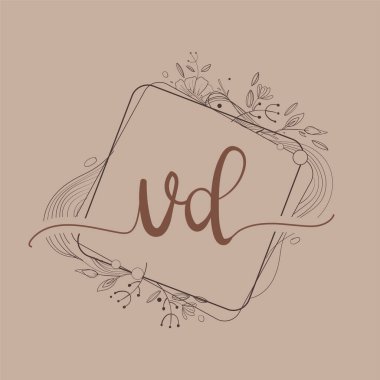 El Çizimi Çiçek, Düğün Yazı Tipi Logosu ve Şirket Kimliği ile VD Baş Logosu.