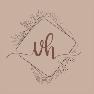 Çiçek El Çizen İlk Logo, Düğün Yazı Tipi Logosu ve İş veya Şirket Kimliği.