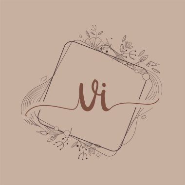 Çiçek El Çizen İlk Logo, Düğün Yazı Tipi Logosu ve İş veya Şirket Kimliği.