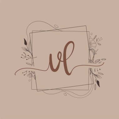 El Çizimi Çiçeği, Düğün Yazı Tipi Logosu ve Şirket Kimliği ile VL İlk Logosu.