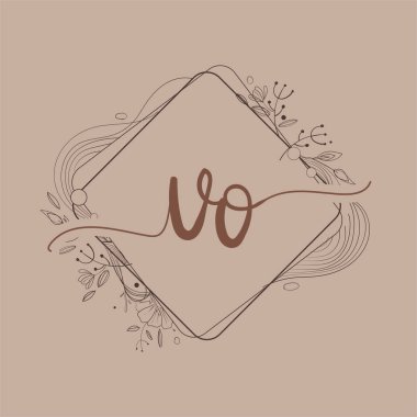 El Çizimi Çiçeği, Düğün Yazı Tipi Logosu ve Şirket Kimliği ile VO İlk Logosu.