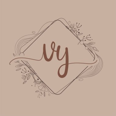 El Çizimi Çiçeği, Düğün Yazı Tipi Logosu ve Şirket Kimliği ile VY İlk Logosu.