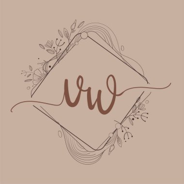 El Çizimi Çiçek, Düğün Yazı Tipi Logosu ve Şirket Kimliği ile VW İlk Logosu.