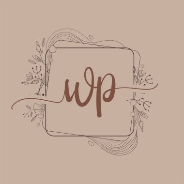 El Çizimi Çiçeği, Düğün Yazı Tipi Logosu ve Şirket Kimliği ile WP İlk Logosu.