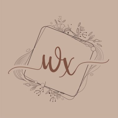 El Çizimi Çiçeği, Düğün Yazı Tipi Logosu ve Şirket Kimliği ile WX Baş Logosu.