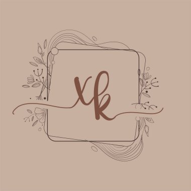 Çiçek El Çizen XK İlk Logosu, Düğün Yazı Tipi Logosu ve Şirket Kimliği.