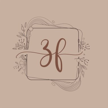 El Çizimi Çiçek, Düğün Yazı Tipi Logosu ve Şirket Kimliği ile ZF Baş Logosu.