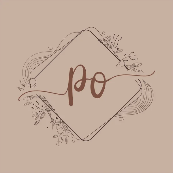 List Initial Logo Hand Draw Floral Initial Wedding Font Logo — Wektor stockowy