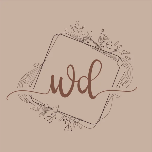 List Initial Logo Hand Draw Floral Initial Wedding Font Logo — Wektor stockowy