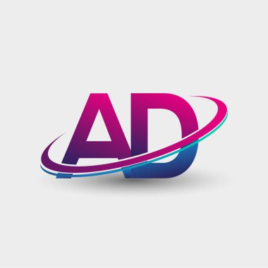 AD 'nin ilk logo şirketi adı mavi ve morumsu renklerde, beyaz arka planda izole edilmiş. iş ve şirket kimliği için vektör logosu.