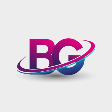 BG 'nin ilk logo şirketi adı mavi ve morumsu renklerde, beyaz arka planda izole edilmiş. iş ve şirket kimliği için vektör logosu.