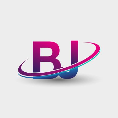 BJ 'in ilk logo şirketi adı mavi ve morumsu renklerde, beyaz arka planda izole edilmiş. iş ve şirket kimliği için vektör logosu.