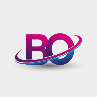 BO 'nun ilk logo şirketi adı mavi ve morumsu renklerde, beyaz arka planda izole edilmiş. iş ve şirket kimliği için vektör logosu.