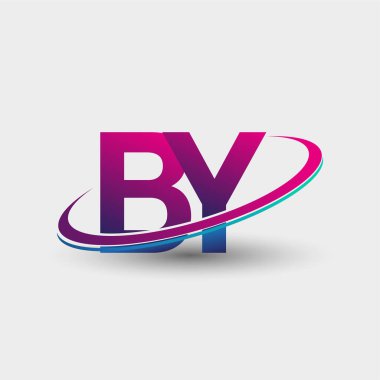 İlk logo şirketinin adı mavi ve morumsu renklerde, beyaz arka planda izole edilmiş. iş ve şirket kimliği için vektör logosu.