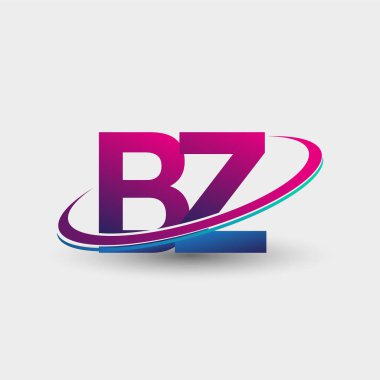 BZ 'nin ilk logo şirketi adı mavi ve morumsu renklerde, beyaz arka planda izole edilmiş. iş ve şirket kimliği için vektör logosu.