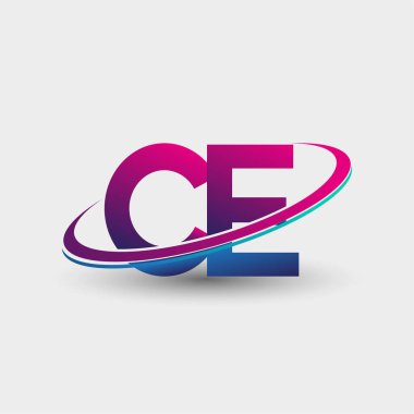 CE 'nin ilk logo şirketi adı mavi ve morumsu renklerde, beyaz arka planda izole edilmiş. iş ve şirket kimliği için vektör logosu.