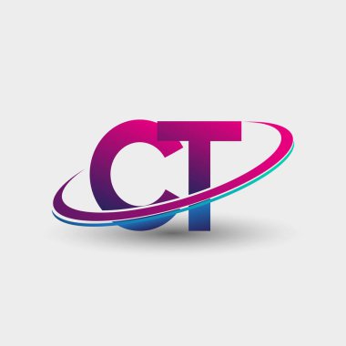 CT 'nin ilk logo şirketi adı mavi ve morumsu renklerde, beyaz arka planda izole edilmiş. iş ve şirket kimliği için vektör logosu.