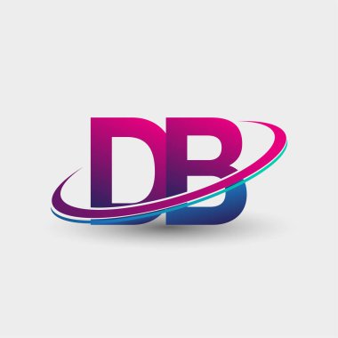 DB 'nin ilk logo şirketi adı mavi ve morumsu renklerde, beyaz arka planda izole edilmiş. iş ve şirket kimliği için vektör logosu.