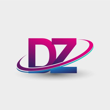 DZ 'nin ilk logo şirketi adı mavi ve morumsu renklerde, beyaz arka planda izole edilmiş. iş ve şirket kimliği için vektör logosu.