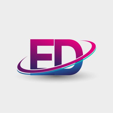 Ed 'in ilk logo şirketi adı mavi ve morumsu renklerde, beyaz arka planda izole edilmiş. iş ve şirket kimliği için vektör logosu.