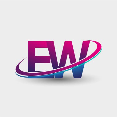 EW ilk logo şirketinin adı mavi ve morumsu renklerde, beyaz arka planda izole edilmiş. iş ve şirket kimliği için vektör logosu.