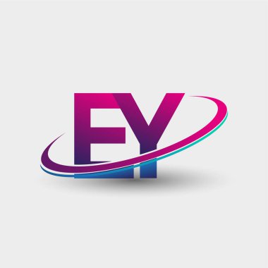 EY ilk logo şirketinin adı mavi ve morumsu renklerde, beyaz arka planda izole edilmiş. iş ve şirket kimliği için vektör logosu.