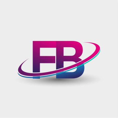 FB 'nin ilk logo şirketi adı mavi ve morumsu renklerde, beyaz arka planda izole edilmiş. iş ve şirket kimliği için vektör logosu.