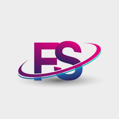 FS 'nin ilk logo şirketi adı mavi ve morumsu renklerde, beyaz arka planda izole edilmiş. iş ve şirket kimliği için vektör logosu.