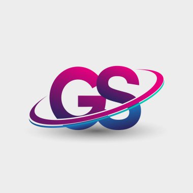 GS 'in ilk logo şirketi adı mavi ve morumsu renklerde, beyaz arka planda izole edilmiş. iş ve şirket kimliği için vektör logosu.