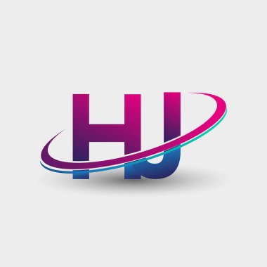 HJ 'in ilk logo şirketi adı mavi ve morumsu renklerde, beyaz arka planda izole edilmiş. iş ve şirket kimliği için vektör logosu.