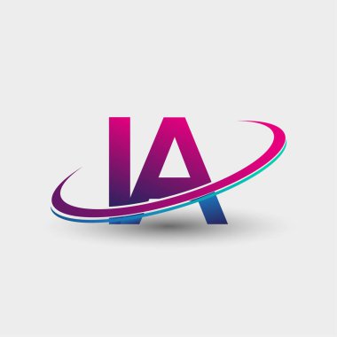 IA 'nın ilk logo şirketi adı mavi ve morumsu renklerde, beyaz arka planda izole edilmiş. iş ve şirket kimliği için vektör logosu.