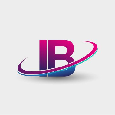 IB 'nin ilk logo şirketi adı mavi ve morumsu renklerde, beyaz arka planda izole edilmiş. iş ve şirket kimliği için vektör logosu.