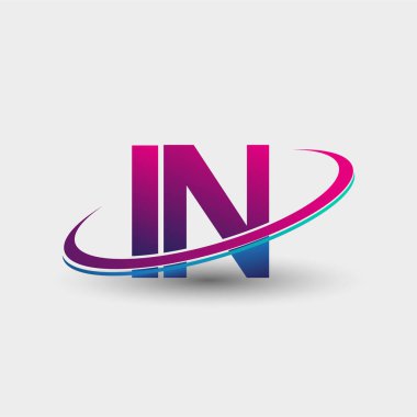 İlk logo şirketinin adı mavi ve morumsu renklerde, beyaz arka planda izole edilmiş. iş ve şirket kimliği için vektör logosu.