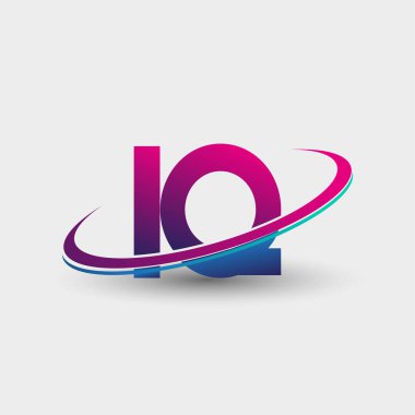 IQ 'nun ilk logo şirketi adı mavi ve morumsu renklerde, beyaz arka planda izole edilmiş. iş ve şirket kimliği için vektör logosu.