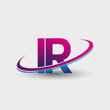 IR 'ın ilk logo şirketi adı mavi ve morumsu renklerde, beyaz arka planda izole edilmiş. iş ve şirket kimliği için vektör logosu.