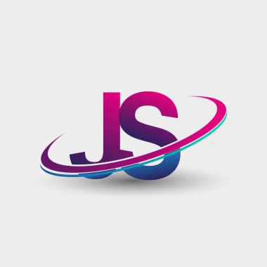 JS ilk logo şirketinin adı mavi ve morumsu renklerde, beyaz arka planda izole edilmiş. iş ve şirket kimliği için vektör logosu.